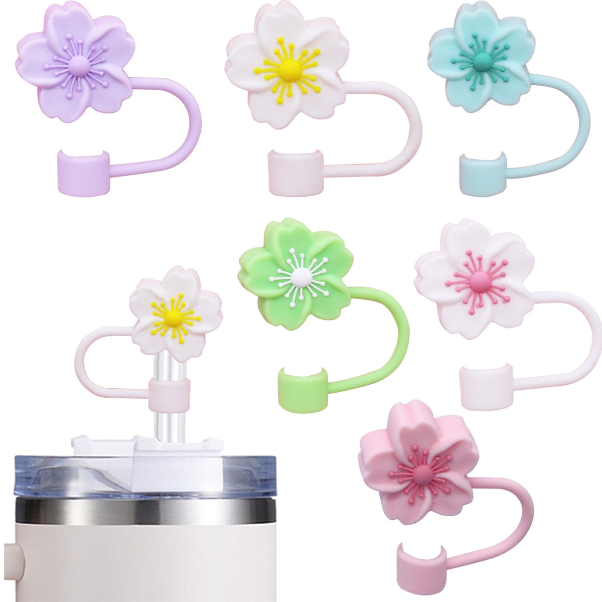 Silicone Straw Cap for 9-11mm Straws, Leakproof Reusable, BPA-Free & FDA-Compliant – Cute Floral Design for Easter Tr... - Image 6