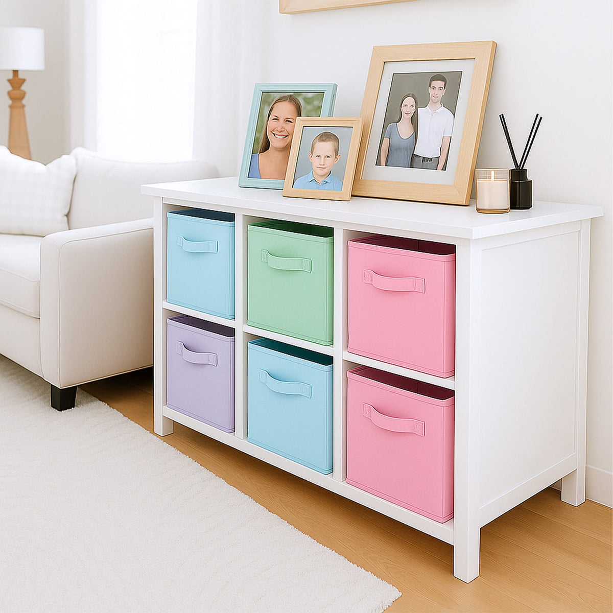 11" Fabric Storage Cubes, 4 Foldable Cube Bins Closet Organizers with Handles for Closet Clothes - Image 4