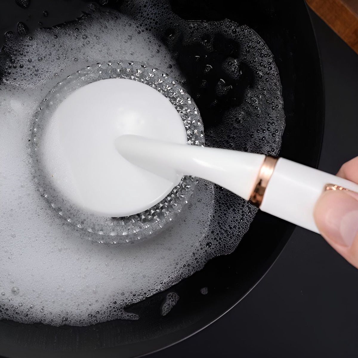 Silicone Dish Scrubber,Easy to Clean Dish Sponges Kitchen,Long-Handled Pot Brush Cleaning Sponges,White - Image 3