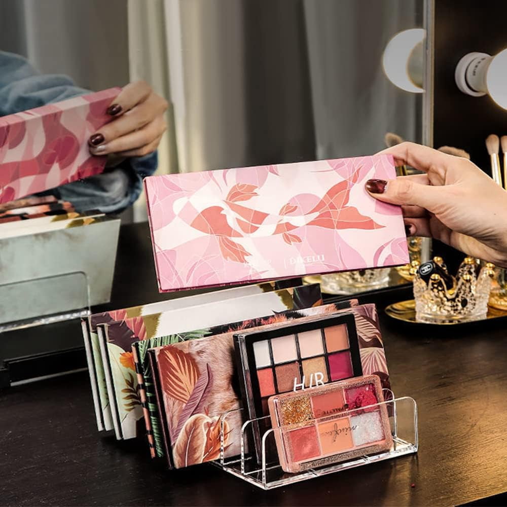 2 Pack Makeup Palette Organizer, Acrylic Eyeshadow Palette Holder Stand, Clear Plastic Cosmetic Organizer for Bedroom... - Image 2
