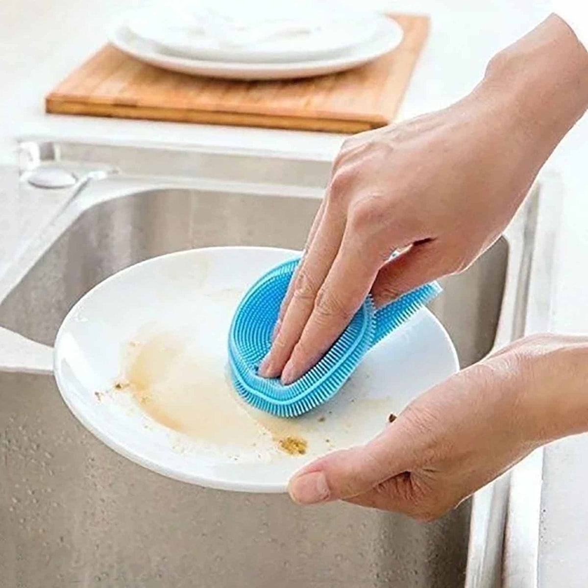 Silicone Dish Scrubber, Silicone Sponge Dish Brush Food Grade Reusable Rubber Sponges Dishwasher Safe and Dry Fast fo... - Image 4