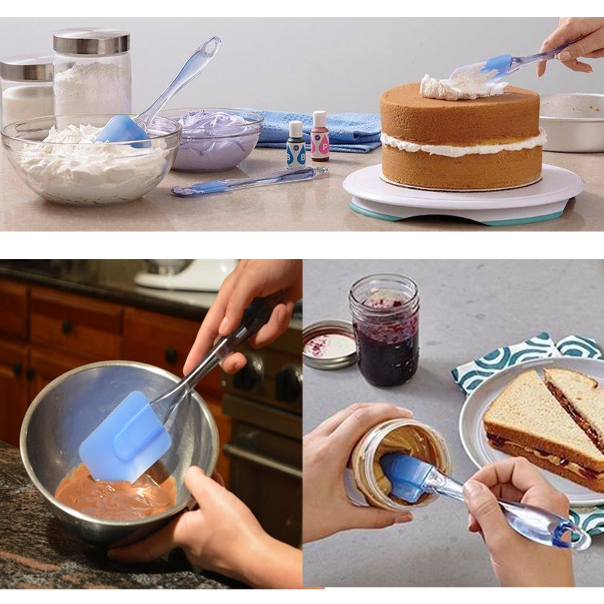 Silicone Spatula Set Flexible Heat Resistant Rubber Spatula Turner Kitchen Cooking Utensils Spoonula Cake Tools Blue - Image 6