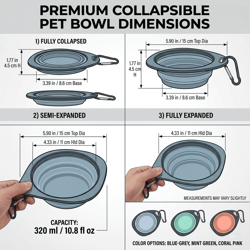 Silicone Dog Cat Bowls with Clasp for Traveling, Hiking, Walking, Portable, Foldable Dog Cat Water Dish Bowl for Outs... - Image 6