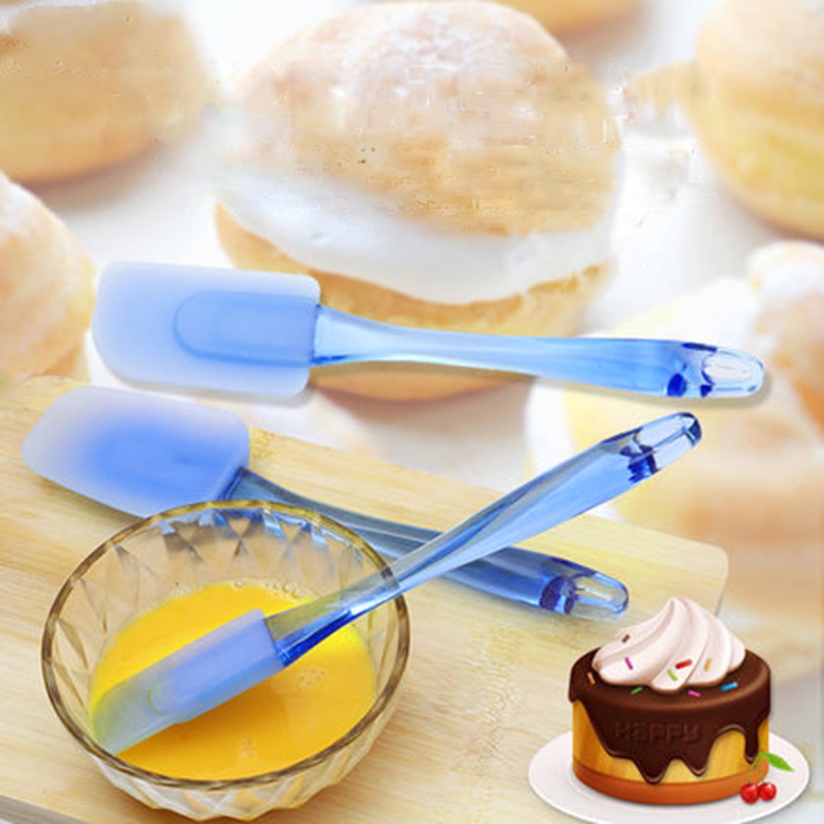 Silicone Spatula Set Flexible Heat Resistant Rubber Spatula Turner Kitchen Cooking Utensils Spoonula Cake Tools Blue - Image 5