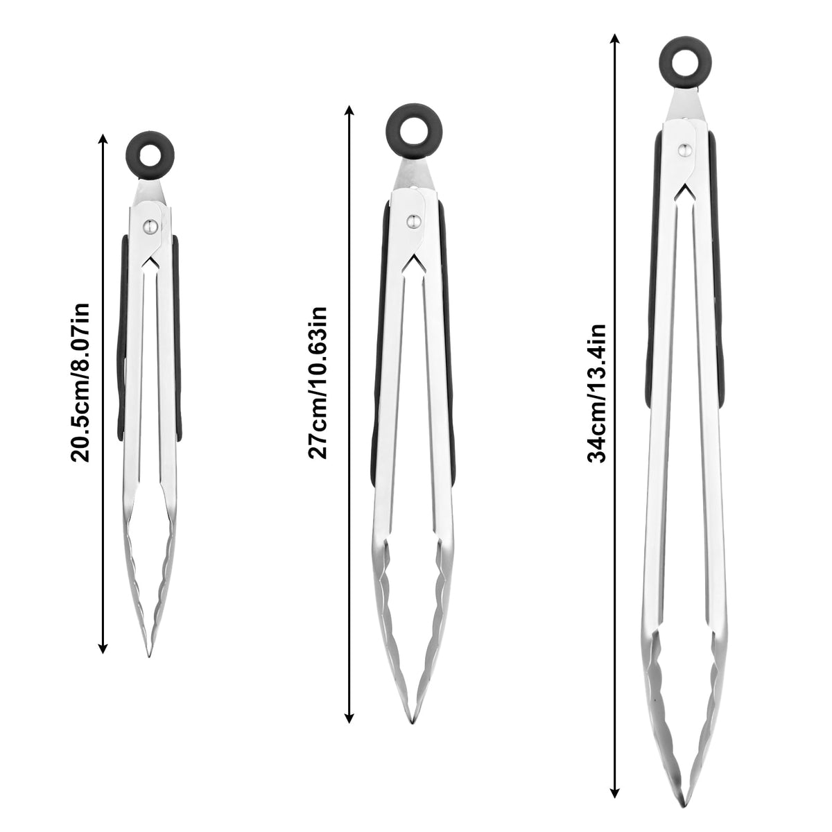 3 Pcs Kitchen Tongs for Cooking,8'' 10'' 13'' Stainless Steel Serving Tongs Barbecue Tongs with Non-Slip Grip for Coo... - Image 2
