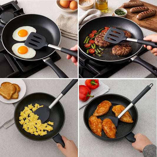 2-Piece Silicone Spatula Set, Heat Resistant Non-stick Turner Set with Solid & Slotted Spatula, BPA-Free Kitchen Uten... - Image 2