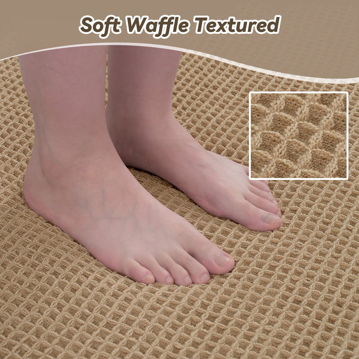 Bathroom Rugs Waffle Bath Rug Super Soft Absorbent Non Slip Bath Mat Beside Tub Rubber Backed Machine Washable Bathro... - Image 6