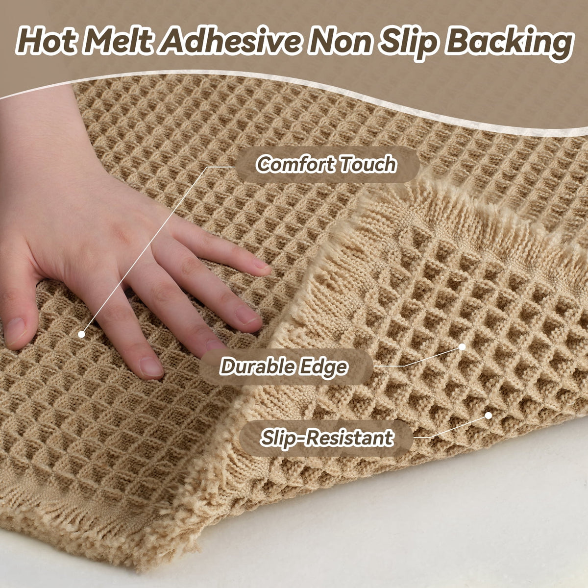 Bathroom Rugs Waffle Bath Rug Super Soft Absorbent Non Slip Bath Mat Beside Tub Rubber Backed Machine Washable Bathro... - Image 4