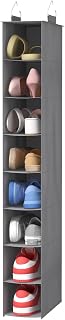 Lifewit 8 Section Hanging Shoe Organizer for Closet, Foldable Fabric Shoes Storage with Two Sturdy Hangers, Closet Organizers and Storage for Shelves, Wardrode, Dorm, 11.8" L X 5.9" W X 41" H, Gray