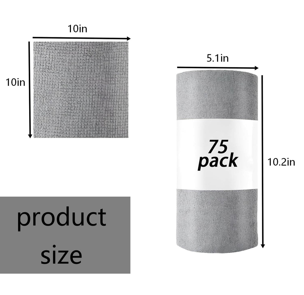 75-Pack Cloth Roll, Reusable Tear-Away Washable Towels, Ultra Absorbent Rags for Car, Home, Garage & Shop (Grey) - Image 3
