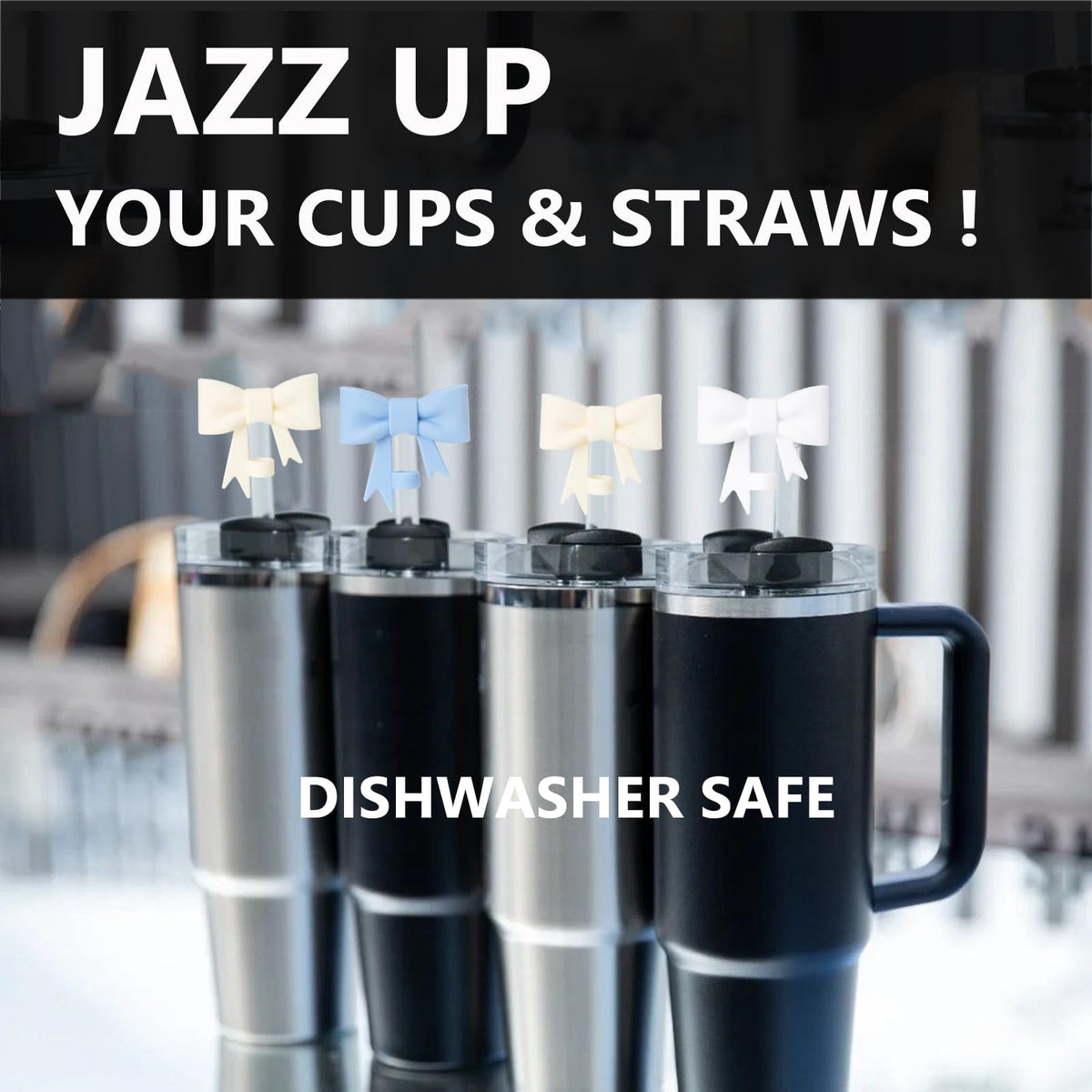 Covers Cap Toppers, 3Pcs Cute 10mm Reusable Silicone Topper for 30&40 oz Tumbler with Handle, Tumbler Cup Straws Acce... - Image 5