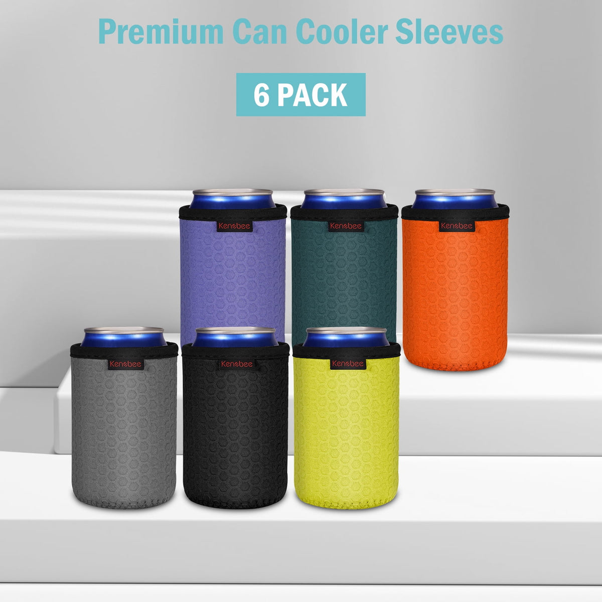 6 Pack 12oz Standard Size Neoprene Can Cooler Sleeves - Insulated Non-slip Covers for Hard Seltzer, Beer, Soda, Energ... - Image 6