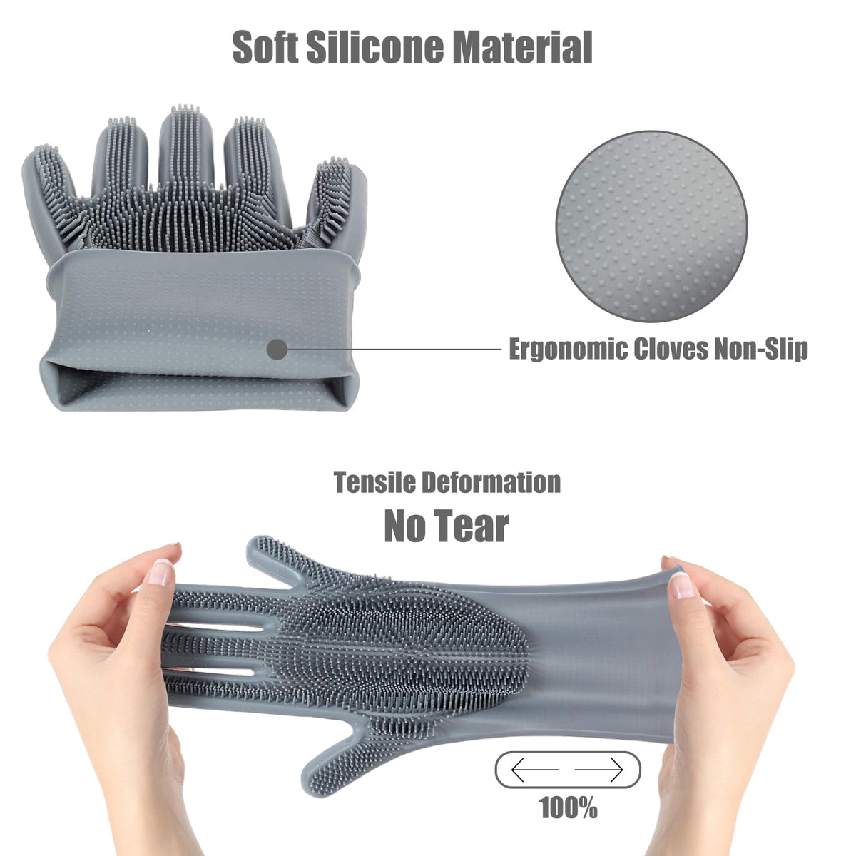 Pet Grooming Gloves for Dogs, Cats, Rabbits & Horses 2-in-1 Deshedding Brush & Massage Mitt, Gentle Bathing Glove for... - Image 3