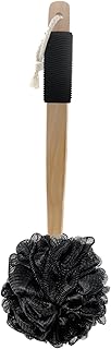 Basics Exfoliating Loofah Brush, Body Scrubber with Rubber Handle for Shower, Bath Sponge