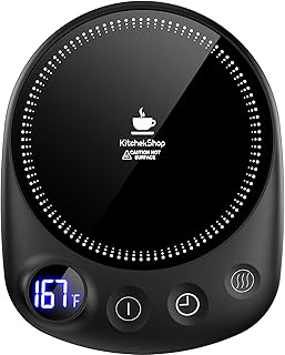 Coffee Mug Warmer - Fastest Heating & Highest Temperature, Coffee Cup Warmer for Desk Auto Shut Off, 4 Temp Settings & 1-12H Timer, Smart Electric Beverage Warmer for Coffee, Tea (Black)