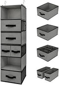 GRANNY SAYS Hanging Closet Organizer 6 Shelves, Closet Organizers and Storage with 5 Drawers, 6 Side Pockets Closet Hanging Organizer, Hanging Storage Organizer for Closet, Baby Clothes, Gray