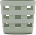 Lalo Bath Time Storage Bin - Keep Items Organized & Dry with Non-Toxic Plastic, Easy Cleanup, Removable Drying Bin, Woven Baby Organizer, Secure Wall Attachment, 9 x 5.5 x 8.5 in - Sage