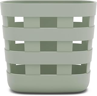 Lalo Bath Time Storage Bin - Keep Items Organized & Dry with Non-Toxic Plastic, Easy Cleanup, Removable Drying Bin, Woven Baby Organizer, Secure Wall Attachment, 9 x 5.5 x 8.5 in - Sage