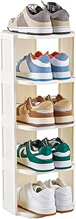 UFORU Small Shoe Rack, 5 Tier Plastic Vertical Shoe Rack for Small and Narrow Spaces, Free Standing Shoe Organizer for Closet, Entryway