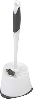 Clorox Corner Toilet Bowl Brush with Under Rim Scrubber, Includes Corner Storage Caddy, White