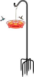 FEED GARDEN 76'' Bird Feeder Pole, Heavy Duty Shepherds Hooks for Outdoor with 7-Prong Base, Adjustable Shepherds Hook for Hummingbird Feeder, Lanterns, Plants, Wedding Decor (1 Pack)