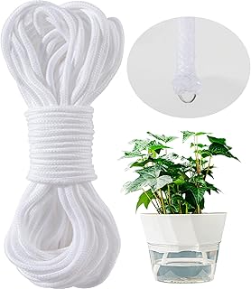 MAQIHAN Self Watering Rope - 50 Feet × 1/4 Inch Self Watering Rope for Plants, Wicking Cord for Vacation DIY Self-Watering System, Capillary Wick for Garden Potting Orchid Tomato Plants