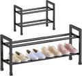 Abiglifty 2-Tier Expandable Shoe Rack,17"-33" Adjustable Shoe Rack for Closet,Metal Shoes Shelves for Front Door Entrance, Garage & Corridor, Free Standing Shoe Holders, Easy to Assemble,Black