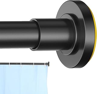 CorkLatta Black Shower Curtain Rod 31 to 80 Inch,1 Inch Diameter Heavy Duty Adjustable Spring Tension Stainless Steel Telescopic Rod No Drilling,Easy Install