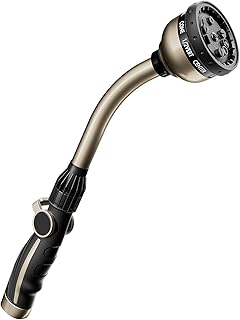 RESTMO Watering Wand Heavy Duty, Metal Garden Hose Wand with 10 Spray Patterns, 15-Inch Long Hose Nozzle Sprayer with Thumb Flow Control, Ideal to Water Hanging Baskets and Shrubs