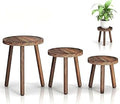 3-Pack Wood Plant Stands Indoor, Single Plant Stand for 6-12 Inch Pots, Mid-Century Modern Plant Stool, Tall Plant Stand for Large Plants Perfect Fit for Living Room, Balcony, Office