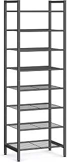 SONGMICS Metal Shoe Rack, Free Standing Shoe Organizer for Entryway Closet Garage Small Spaces, Heavy-Duty Slim Steel Storage Shelf, 8-Tier, Fits 16-24 Pairs, Black ULMR028B01
