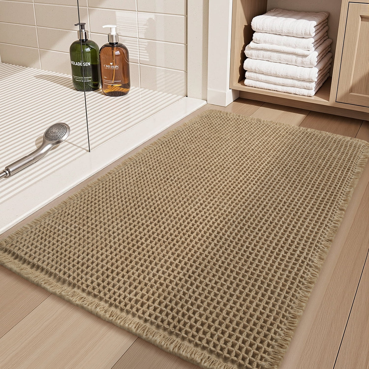 Bathroom Rugs Waffle Bath Rug Super Soft Absorbent Non Slip Bath Mat Beside Tub Rubber Backed Machine Washable Bathro... - Image 3