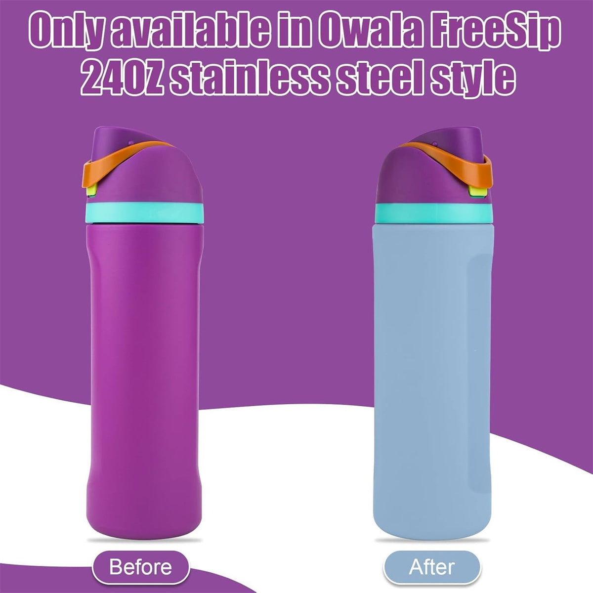 For 24oz Bottles,Silicone Boot,Anti-Slip Insulated Plastic Bottled Cover, Carrier for Men Women Sport Glass Drink Cup... - Image 5