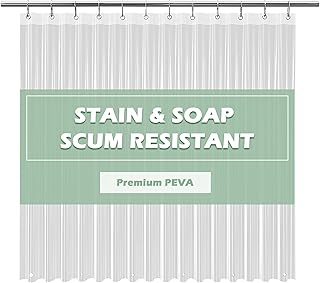EHZNZIE Crystal Clear Shower Curtain Liner 72x72, PEVA Waterproof Bath Curtain, No Chemical Smell, 3 Weighted Magnets, Durable with Rustproof Metal Grommets