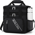 RealCool Lunch Bag, Insulated Lunch Box for Men Women, Double Deck Leakproof Soft Cooler Bag with Adjustable Strap, Reusable Lunchbox for Work, Travel, Camping (Black)