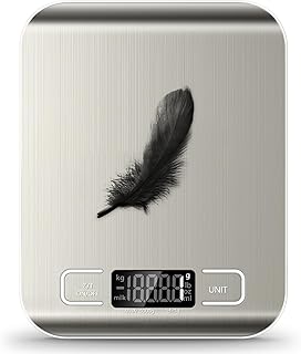 Food Scale, 11lb Kitchen Scale with 6 Units Tare Function & LCD Display, 0.05oz/1g Stainless Steel Digital Food Scale Grams and Ounces for Baking, Cooking, Dieting and Meal Prep (Batteries Included)