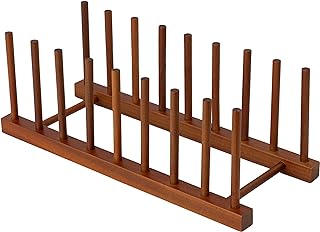 HBlife Teak Dish Plate Bowl Cup Book Pot Lid Cutting Board Drying Rack Stand Drainer Storage Holder Organizer Kitchen Cabinet（Keep Dry）