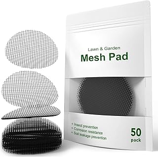 LE TAUCI Plant Pot Hole Mesh Pads, 2-Inch Round Flower Pot Drainage Covers, Prevent Soil Loss, Durable Reusable, Bonsai Bottom Grid Mat, Gardening Essentials, 50-Pack