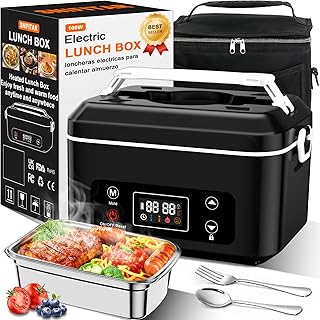 Heated Lunch Box,Electric Lunch Box, Lunch Box Battery Powered, Pro 24000mah,5.5 Cups Portable Food Heater-3D-5 Side Heating-Intelligent Temperature Control,Suitable For Trucks,Offices (Black/White)