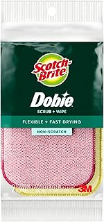 Scotch-Brite Dobie Scrub & Wipe Cloths, Sponge Cloths for Cleaning Kitchen, Bathroom, and Household, Dobie Scrub and Wipe Cloth Absorbs and Doesn't Scratch, 2 Cleaning Cloths