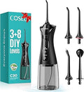 COSLUS Water Dental Flosser Pick for Teeth C30(FC5360): 4 Modes Cordless Portable 300ML Larger Tank Water Teeth Cleaner IPX7 Waterproof Flossing Cleaning Picks for Home Travel Black