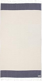 Sand Cloud Turkish Beach Towel - Sand Resistant - Fast Drying -100% Certified Organic Turkish Cotton Yarn - Great for Beach Bath or as a Blanket - As Seen on Shark Tank - Letoon (Navy)