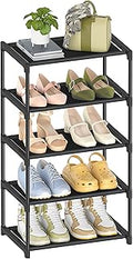 Autonomier 5-Tier Extra Small Shoe Rack (16.3" Wide), Narrow Space-Saving Organizer for Small Spaces, Non-Woven Fabric Lightweight Shoe Shelves, for Closet, Front Door, Entryway, Kids/Toddler/Adults