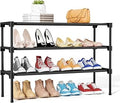 32.3" Widening Design Shoe Rack for Closet 16 Pairs Small Spaces Non-Woven 3 Tier Shoe Organizer Stackable Metal Shoe Shelf for Entryway, Bedroom