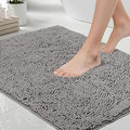 GORILLA GRIP Bath Rug Mat, Thick Soft Absorbent Chenille, Quick Dry Microfiber Mats, Rubber Backing, Machine Washable Shower Floor Rugs, Bathroom Bathmat Home Decor Accessories, 24x17 Grey