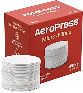 AeroPress Coffee Maker White Paper Micro-Filters, Compostable Coffee Filters Made From White, Chlorine-Free Paper, Fits Standard Size AeroPress Manual Coffee Makers, 350 Count