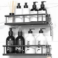 YASONIC Shower Caddy Adhesive, Rustproof Shower Organizer, Large Capacity Shower Shelves for Inside Shower, No Drilling Bathroom Organizers and Storage for Home Decor （2 Pack Black）