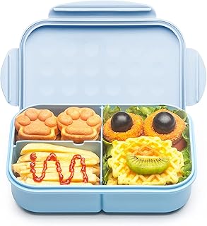 MISS BIG Bento Lunch Box for Kids, 1150ml, 3 Compartments, Blue | Blue kids bento lunch box for school meals, daycare food, snack sides, picnic, travel, and daily carry.