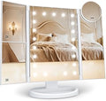 HUONUL Makeup Mirror, Vanity Mirror with Lights, 2X/3X/10X Magnification, Touch Control, Trifold, Dual Power Supply, Birthday Gifts for Women, Wife, Mom, Girls,Dorm Room Essentials