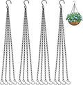 ZeeDix 4 Pack, 24 Inch Hanging Basket Chain with Hooks, Black Metal Planter Flower Pot Chain for Hanging Plants Outside, Adjustable Replacement Chain for Lanterns, Bird Feeders and Flowers